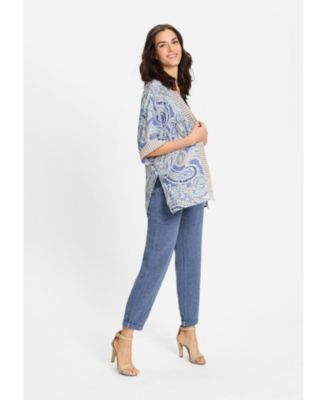 Women's Paisley Kimono with Embroidered Trim