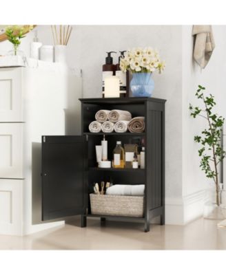 Bathroom Freestanding  Adjustable Shelf Floor Storage Cabinet