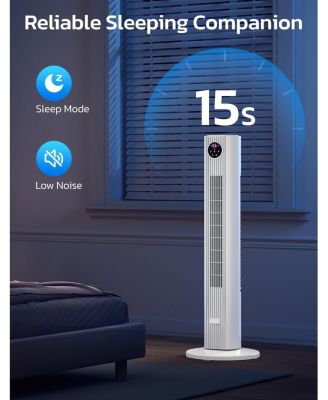 Tower Fan for Bedroom, 90° Oscillating Fan with 12H Timer, 37”Standing Fans with Remote, Bladeless Fan with 4 Modes & 3 Speeds