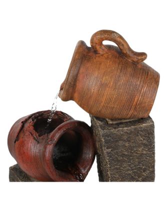 Rustic Resin Pots and Posts Outdoor Fountain