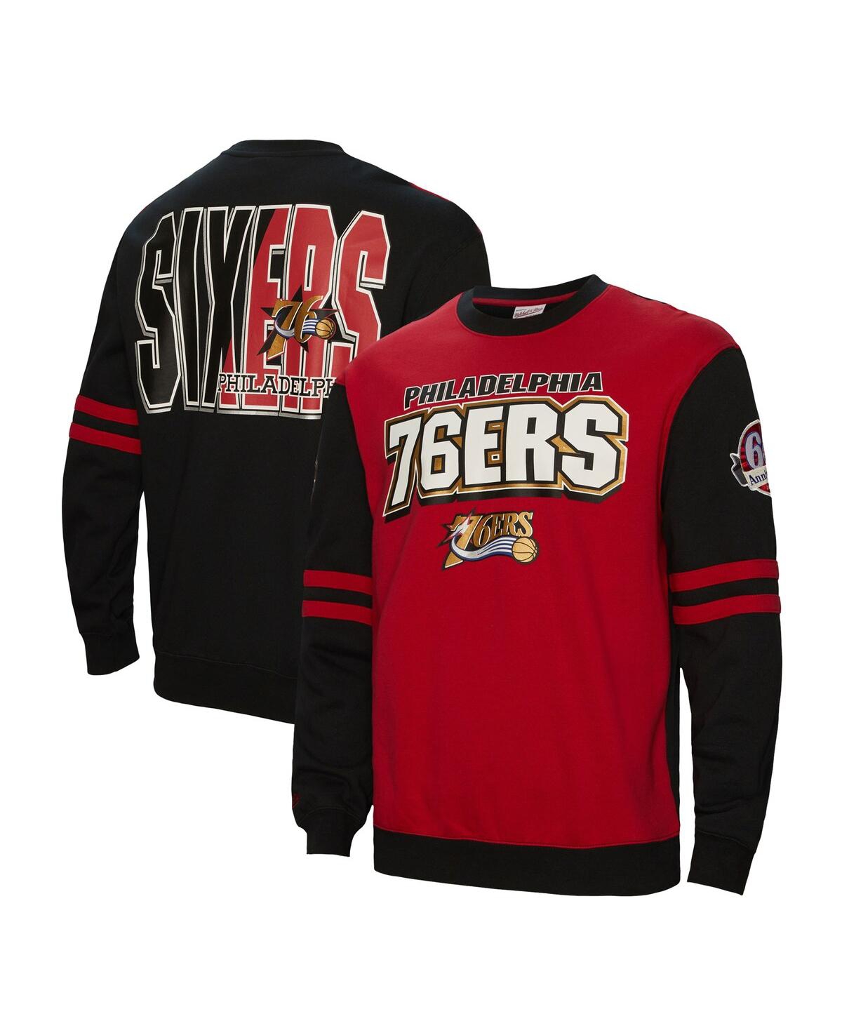 Men's Red Philadelphia 76ers All Over Pullover Sweatshirt - Red