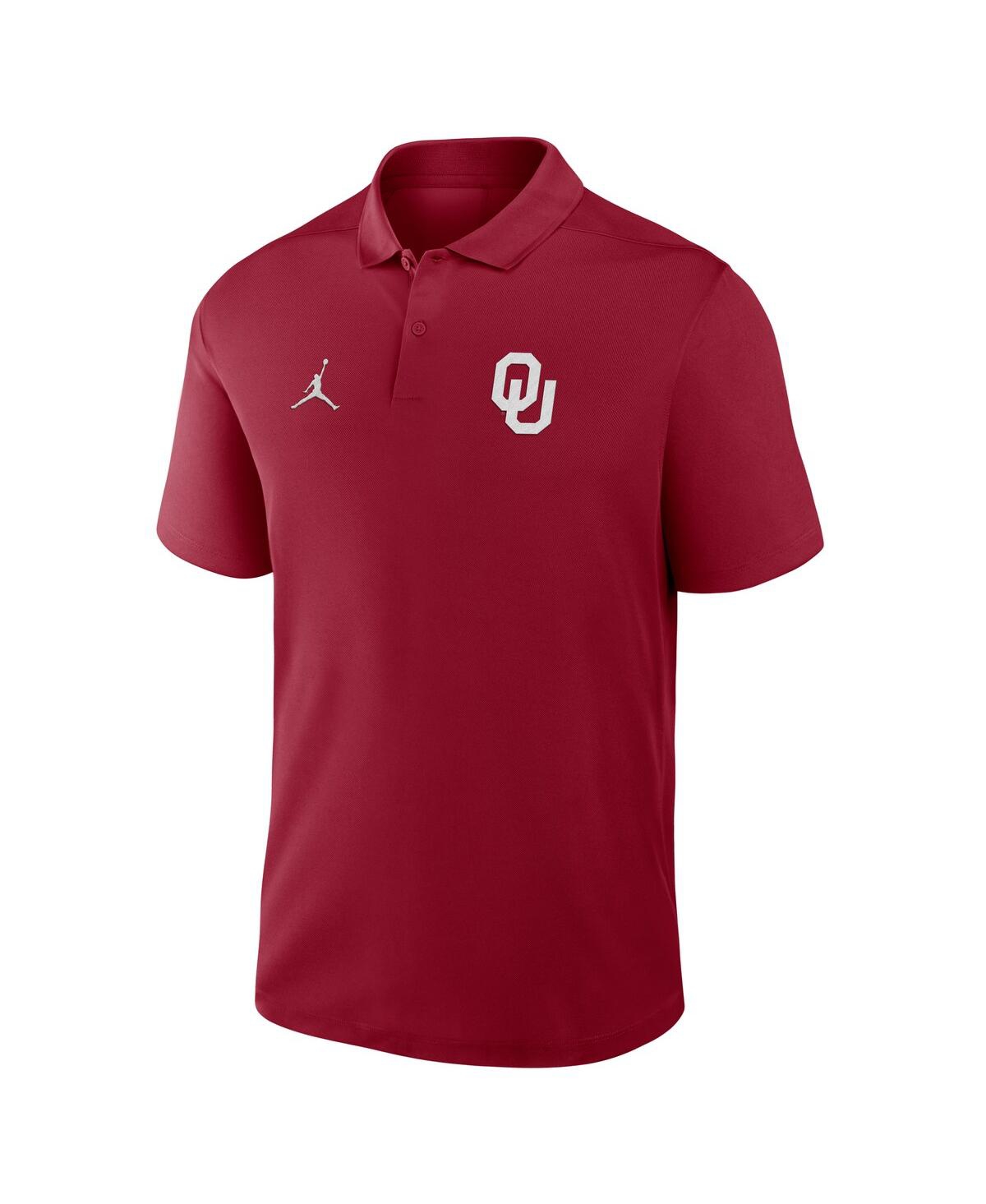 JORDAN MEN'S CRIMSON OKLAHOMA SOONERS PRIMETIME VICTORY PRIMARY LOGO PERFORMANCE POLO SHIRT 