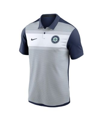 Nike - Men's White/Navy Seattle Mariners Vapor Striped Performance Polo Shirt