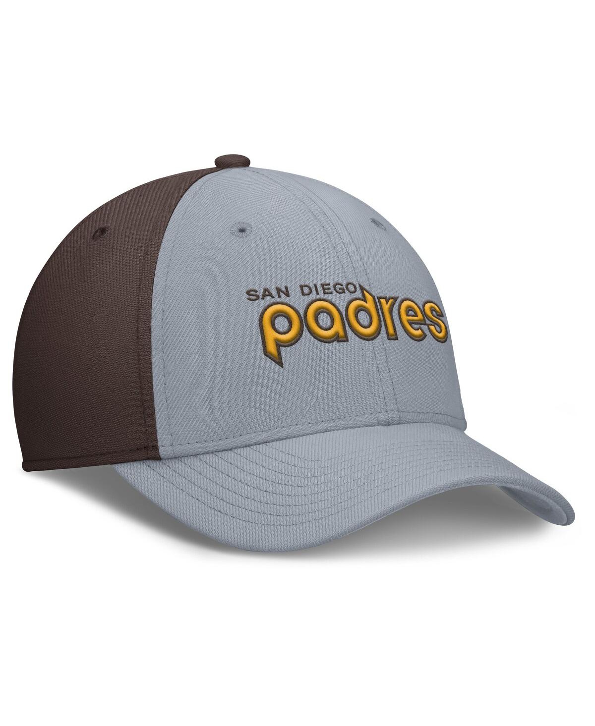 Nike Men's Gray/brown San Diego Padres Rise Swoosh Performance Flex Hat