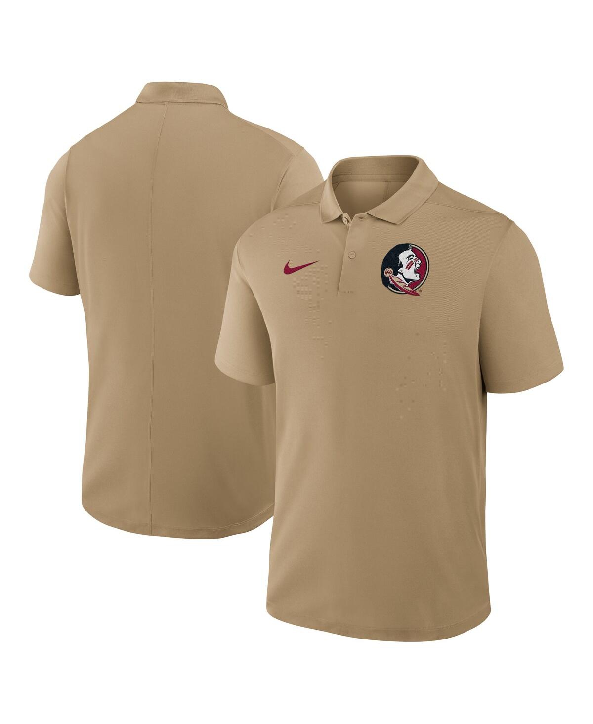 Nike Men's Tan Florida State Seminoles Primetime Victory Primary Logo Performance Polo Shirt - Tan