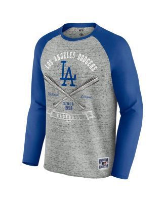 Darius Rucker Collection by Men's&nbsp;Heather Gray Los Angeles Dodgers Raw Edge Raglan Long Sleeve Baseball T-Shirt