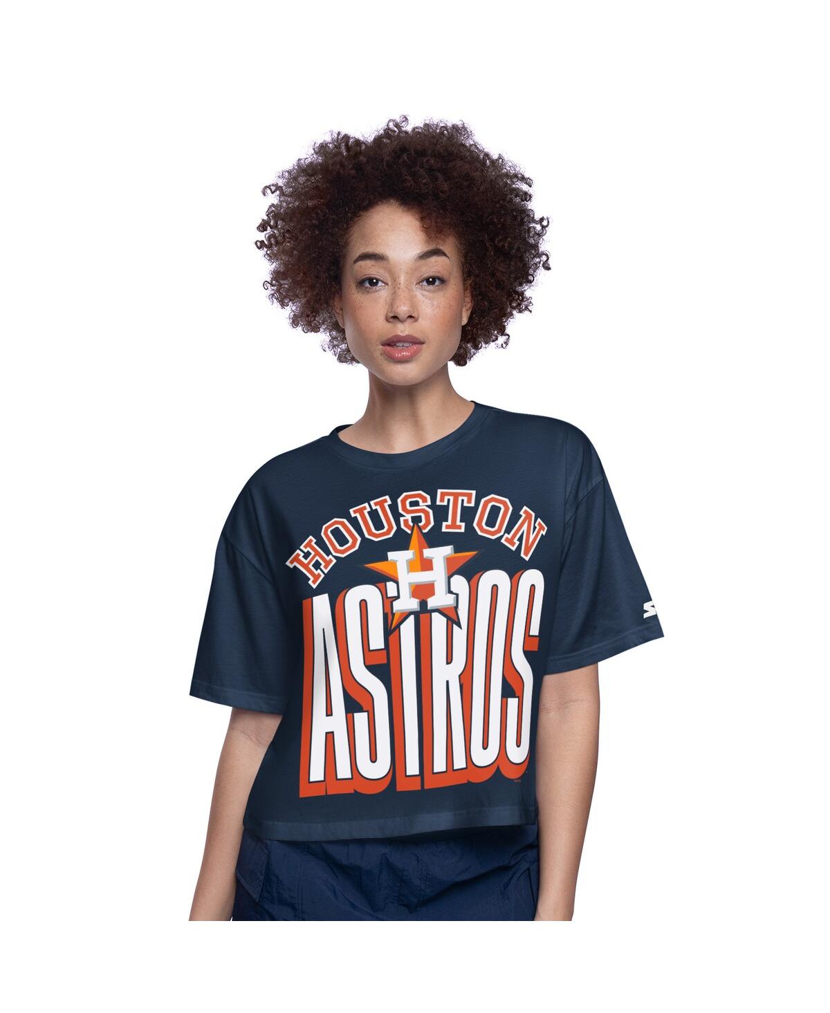 Women's Navy Houston Astros Play the Ball Boxy Cropped T-Shirt - Navy
