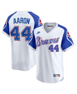 Nike - Men's Hank Aaron White Atlanta Braves Throwback Cooperstown Collection Limited Jersey