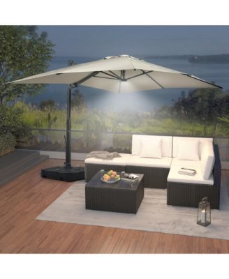 156"W x 120"D Rectangular Cantilever Umbrella with Detachable -level Brightness LED Light, w/ Weight Base Included