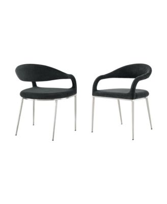 Modern Open Back Upholstered Dining Arm Chairs – Set of 2