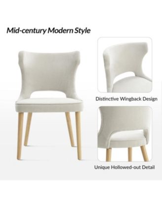Rita Mid-Century Modern WaterProof Hollow Design Dining Chair with Wingback,Set of 2