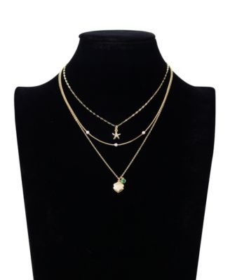 Cubic Zirconia Sea Life Pendant Layered Necklace Set
