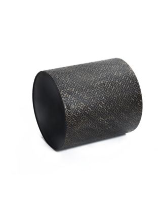 Set of 2 Black Floral Stamped Metal Cachepot Planters