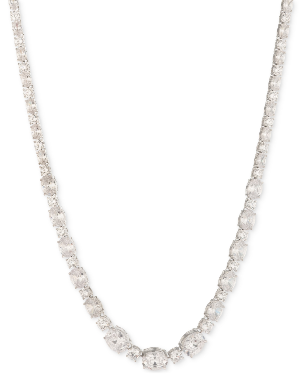 Givenchy Silver-tone Mixed-cut Cubic Zirconia Tennis Necklace, 16" + 3" Extender
