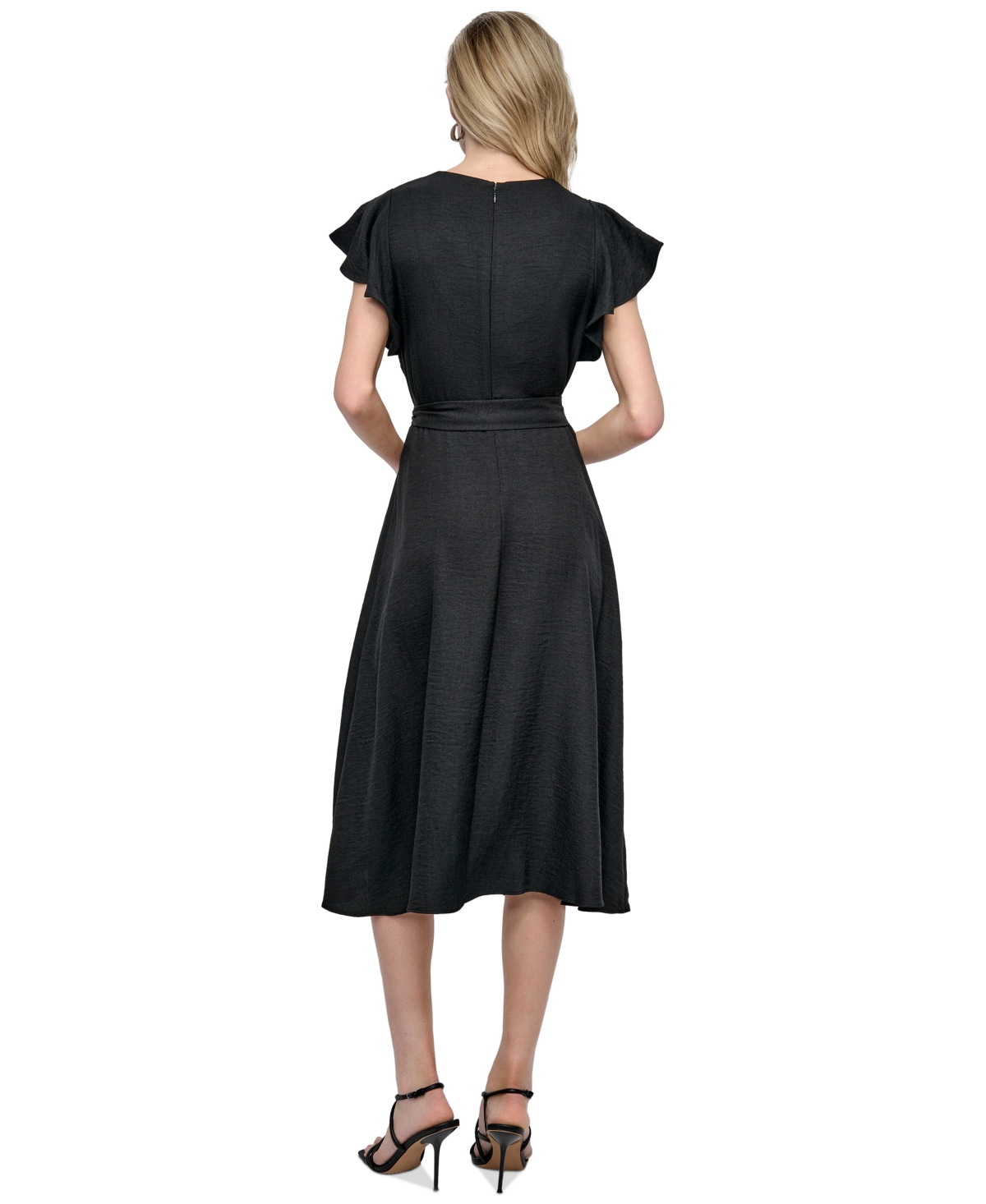 Shop Dkny Women's Flutter-sleeve Midi Dress