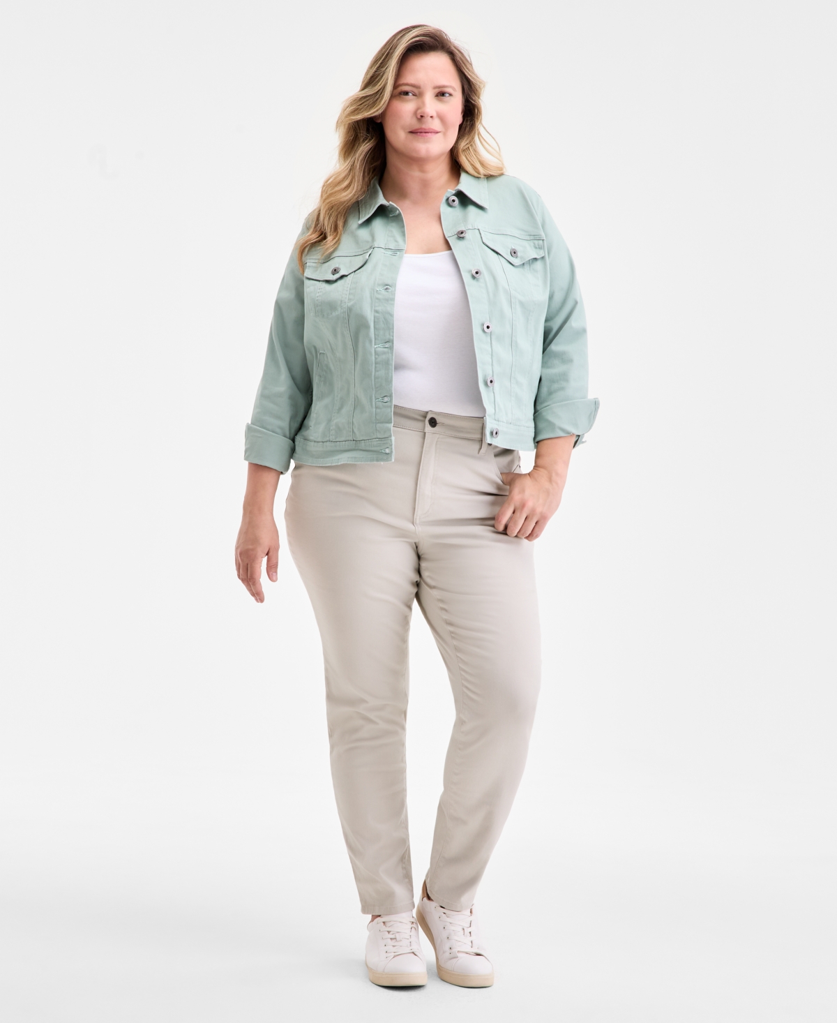 Plus Size High-Rise Straight-Leg Jeans, Created for Macy's - Stonewall