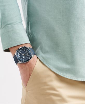 Men's Chronograph Blue Silicone Watch, 46mm