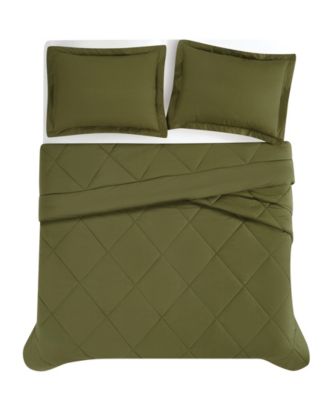 Oversized Cotton Percale 3-Pc. Comforter Set, Full/Queen