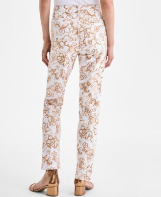 Women's Straight-Leg High Rise Twill Pants, Created for Macy's