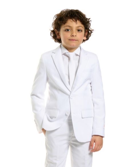 Пиджак OppoSuits White Knight Solid Suit Including Blazer, Pants and Clip-On-Tie для мальчиков, цвет: Белый