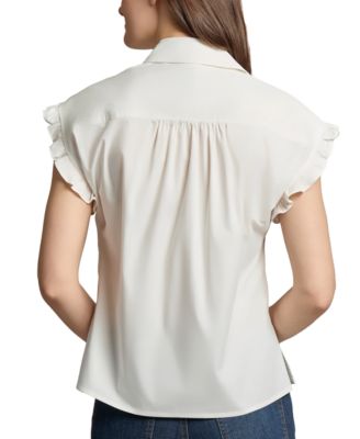 Women's Ruffled-Cuff Short-Sleeve Blouse