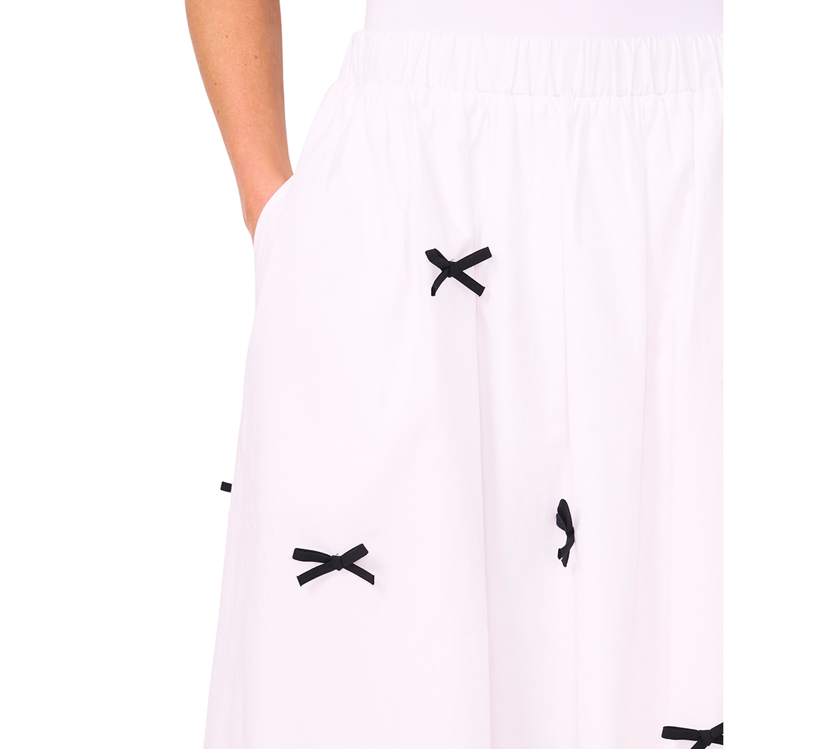Shop Cece Women's Cotton Bow-trim Pull-on Midi Skirt