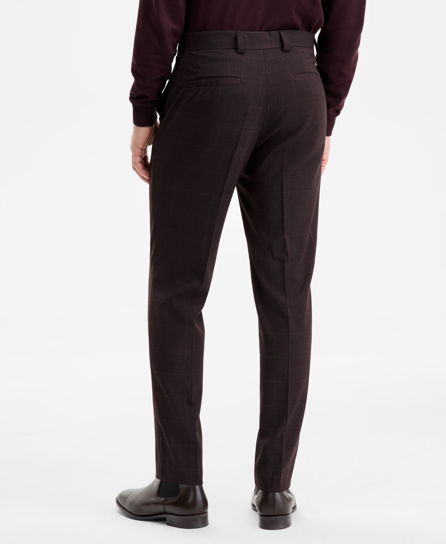 Мужские брюки Hugo Boss Modern-Fit Plaid Suit, цвет: Бордовый — фото 5