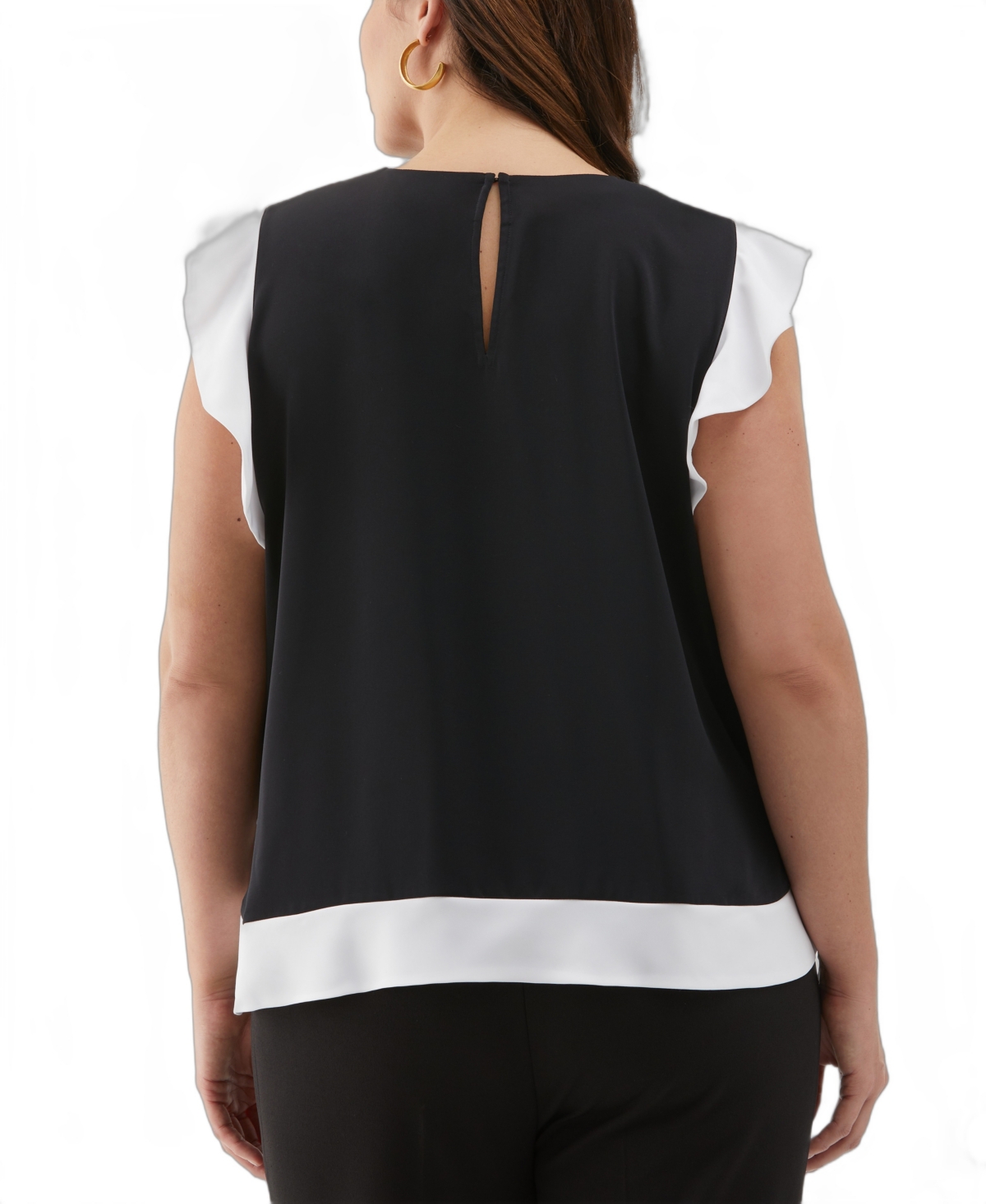 ELLA RAFAELLA PLUS SIZE FLOUNCE TRIM SLEEVELESS TOP 