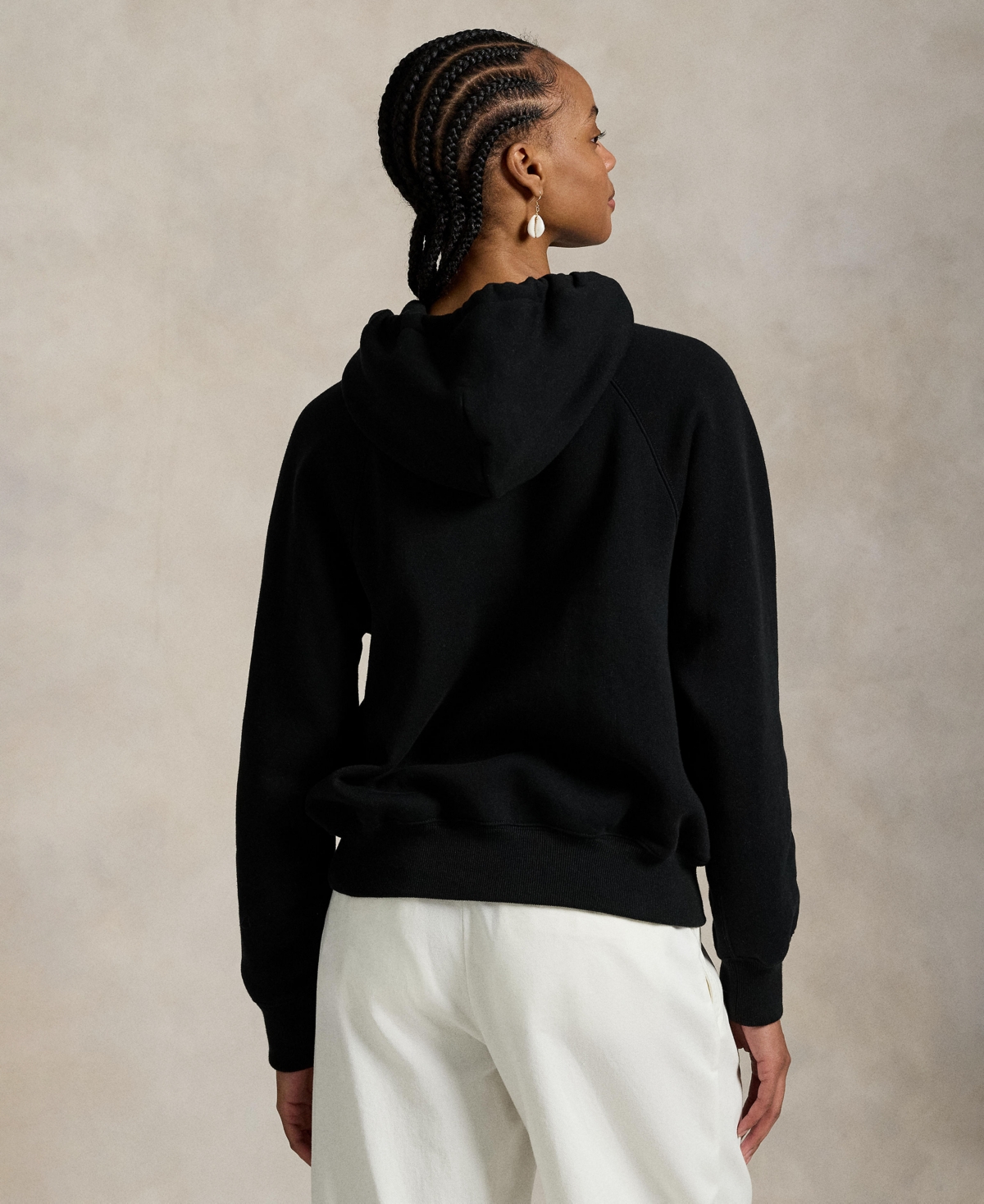 Polo Ralph Lauren Women's Shrunken Fit Fleece Hoodie Sweatshirt In Black