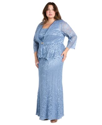 Plus Size Metallic Lace Jacket and Dress  