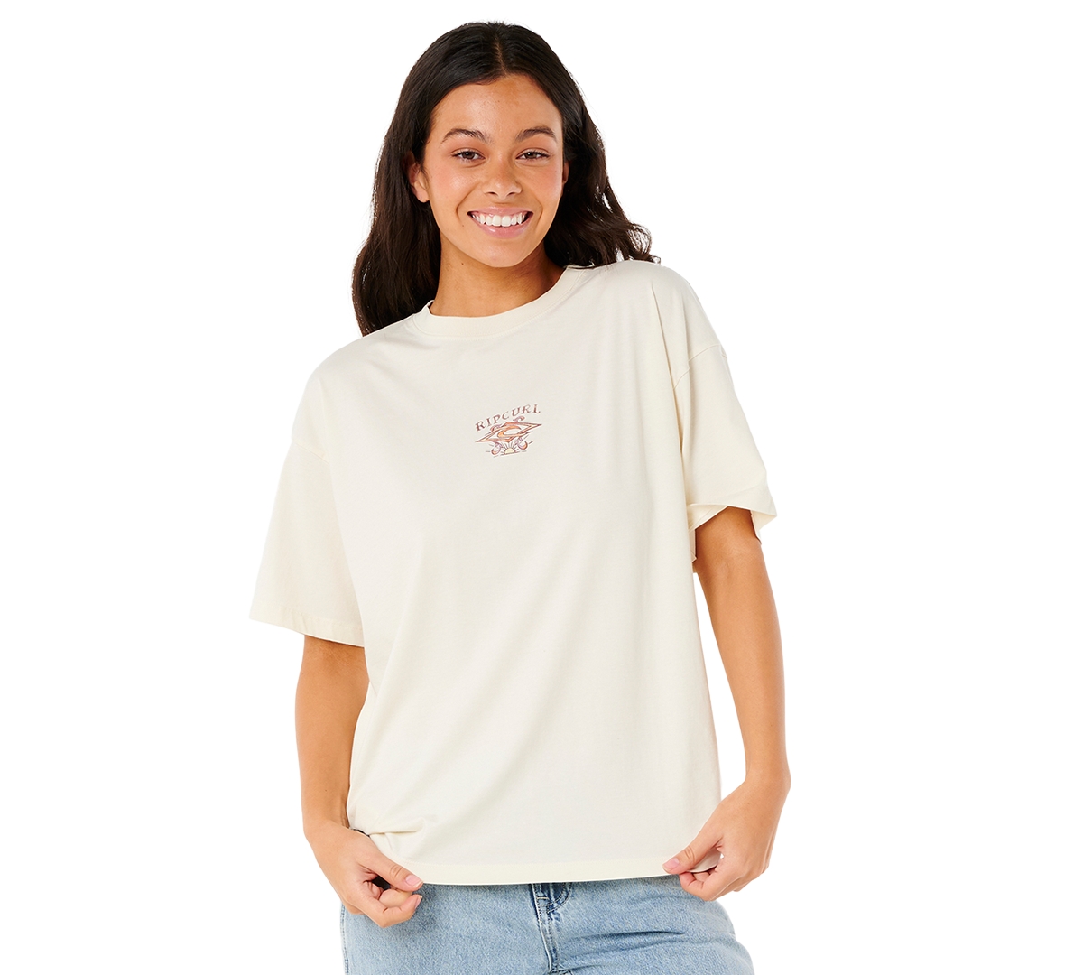 Rip Curl Juniors' Cotton Butterfly Crewneck T-Shirt - Bone