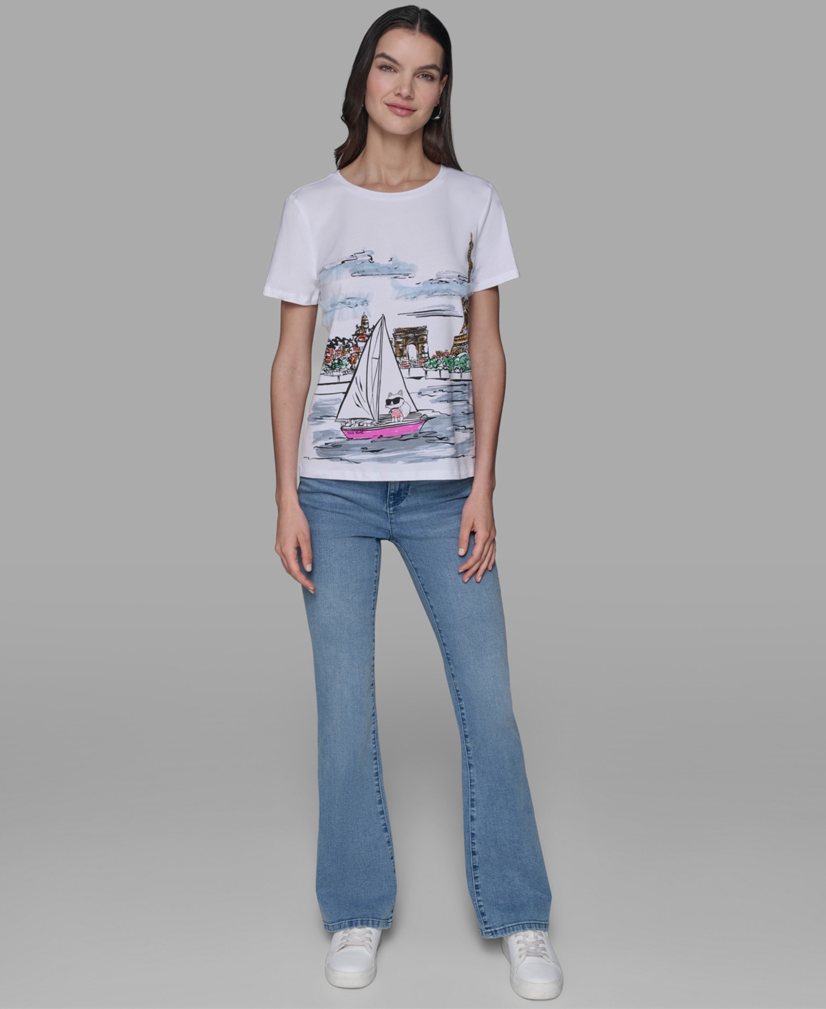 KARL LAGERFELD PETITE SAILING CHOUPETTE CREWNECK TEE 