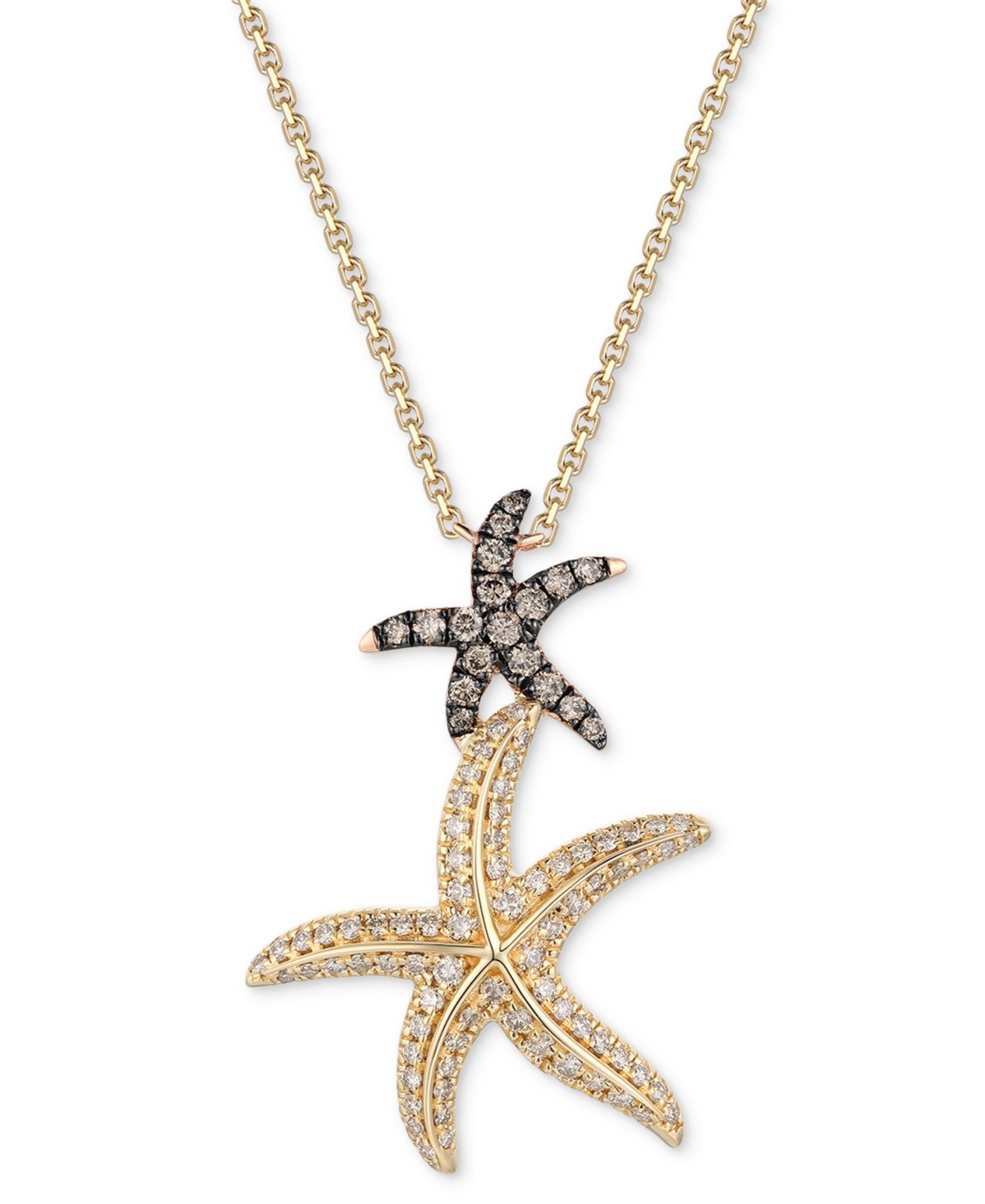Nude Diamond & Chocolate Diamond Starfish Pendant Necklace (5/8 ct. t.w.) in 14k Two-Tone Gold, 19" - Two Tone