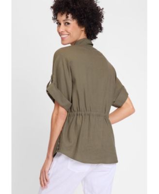 Women's Camp Shirt Drawstring Waist
