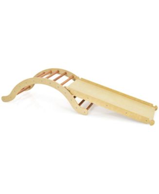 3-in-1 Wooden Climber Ladder Structure with Rock Climbing Ramp and ...