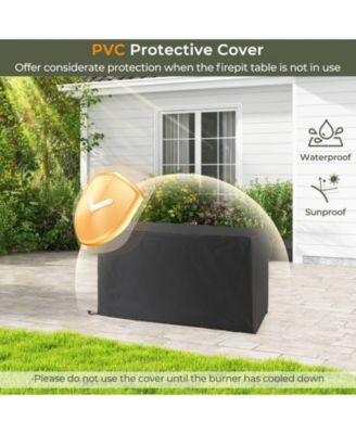 Propane Rattan Firepit Table with Glass Stones and Protective Cover