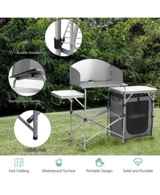 Folding Outdoor Camping Table Portable BBQ Grill Table w/ Storage Bag