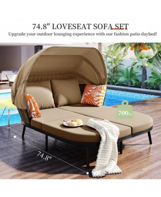 4 Piece Patio Furniture Set, Aluminum Conversation Set, Outdoor Garden Sofa Set with Armchairs, Loveseat, Center Coffee Table and Cushions