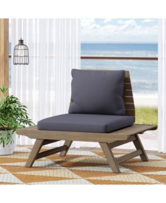 Sedona Outdoor Acacia Wood Club Chairs with Dark Gray Removable Cushions, Wood Outdoor Patio Lounge Chairs