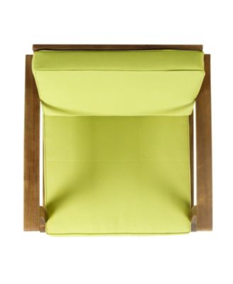 Giancarlo Teak Acacia Wood Outdoor Patio Club Chair with Green Cushions