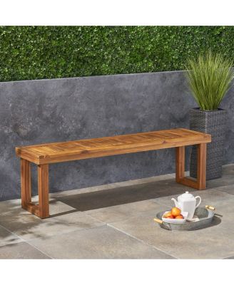 60 inches Natural Acacia Wood Bench for Outdoor Comfort, Classic Slat Design for Relaxing in Your Backyard or Patio