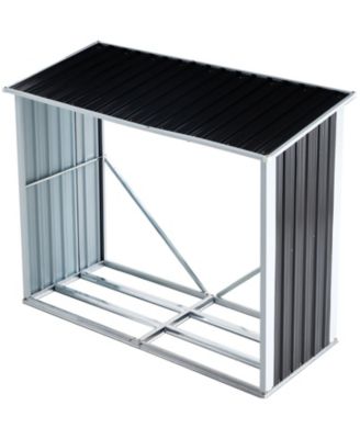 6 ft. W x 3 ft. D Steel Log Storage Shed, Firewood Rack, for Backyard Garden Patio Porch