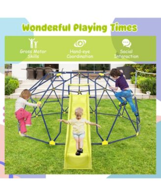 13.3 FT Climbing Dome Geometric Dome Climber with Extended Wavy Slide and 2 Rest Platforms