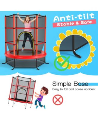 55 Inch Kids Recreational Trampoline Bouncing Jumping Mat with Enclosure Net
