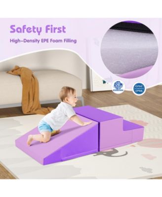2-Piece Step and Slide Climber for Infants and Toddlers Baby Soft Play Set Foam Blocks