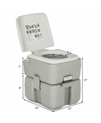5.3 Gallon Portable Travel Toilet Outdoor Camping Toilet w/ Piston Pump Flush