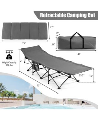 Folding Retractable Travel Camping Cot with Mattress and Carry Bag