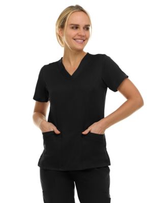 Women's Eleanor 3-Pocket Stretch V-Neck Scrub Top Shocking Pink Medium