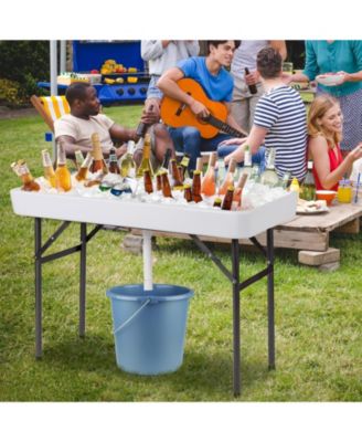 4 Feet Plastic Party Ice Folding Table with Matching Skirt