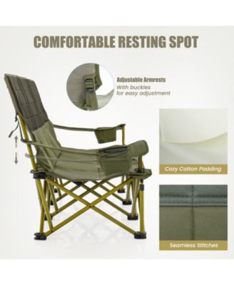 3 Person Folding Camping Chair with 2 Cup Holders Cotton Padding & Storage Bag